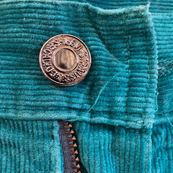 Levi Juniors Teal Corduroy Pants, Size 5, attractive lines. Excellent Condition. - Picture 3 of 6